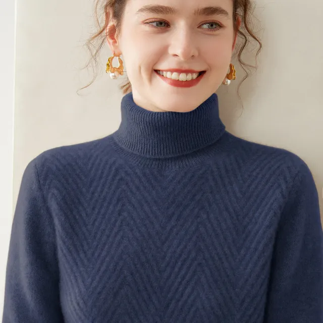 Knitted Cashmere Casual All matching Fashion Pullover Bottoming Sweater Navy Blue - Shop at LoveMi