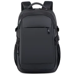 Fashion Men's Black Double-shoulder Backpack - Black - View 1