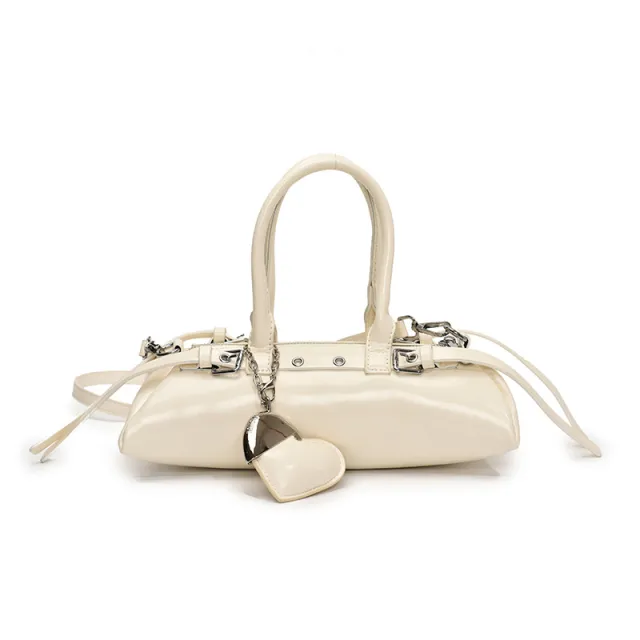 Niche Bowling Bag Design Commuter Fashionable Shoulder Bag Beige - Shop at LoveMi