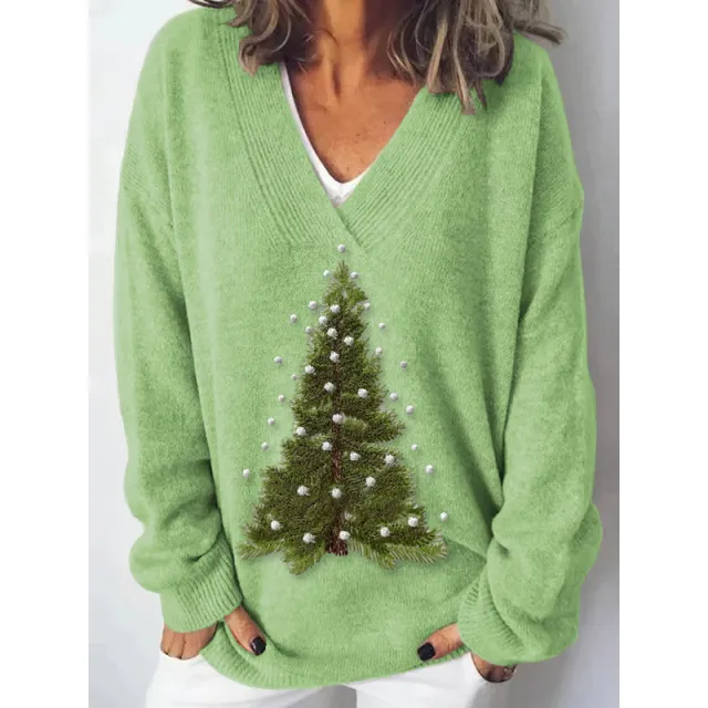 European And American Christmas Series V neck Printed Sweater Cln1016 7 2Xl - Shop at LoveMi