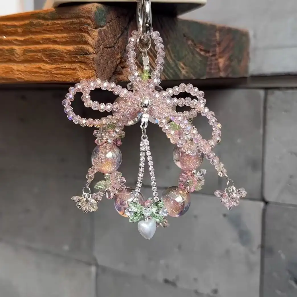 New Sweet Bow Beaded Mobile Phone Charm