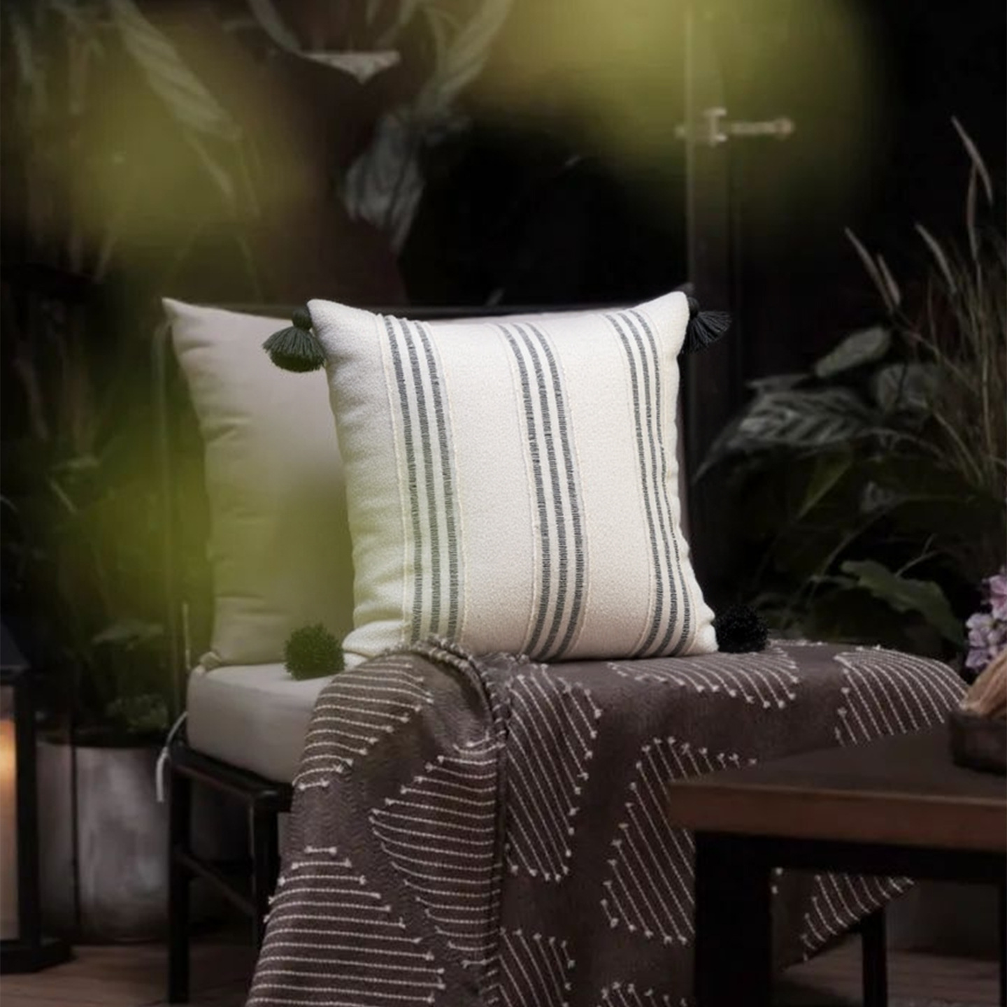 Rustic Wabi-Sabi-style 3D Tassel Square Pillow And Long Lumbar Pillow