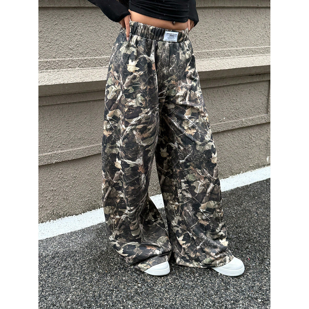Comfortable Loose High Waist Wide leg Pants Ins Fashion Branch Pattern 1 - Shop at LoveMi