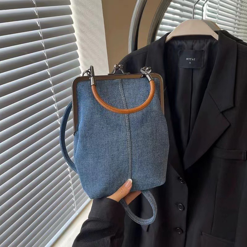 Denim Messenger Bag - Women's Handbag