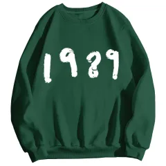 Fashion 1989 Casual Long Sleeve Loose Round Neck Sweater - Olive - View 1