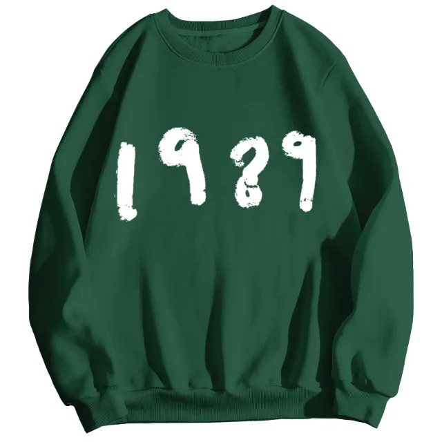 Fashion 1989 Casual Long Sleeve Loose Round Neck Sweater Olive - Shop at LoveMi