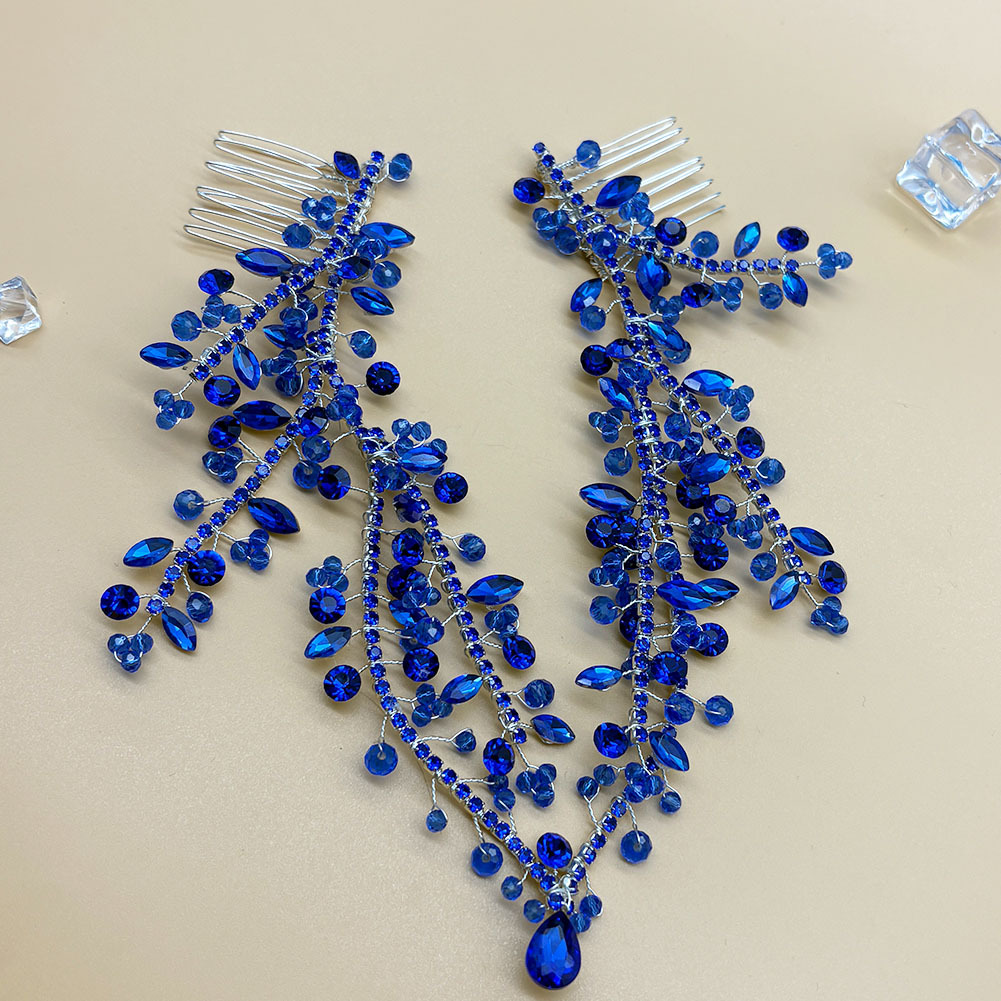 Handmade Forehead Chain Double Hair Comb Pendant Forehead Ornament In Colorful Hues