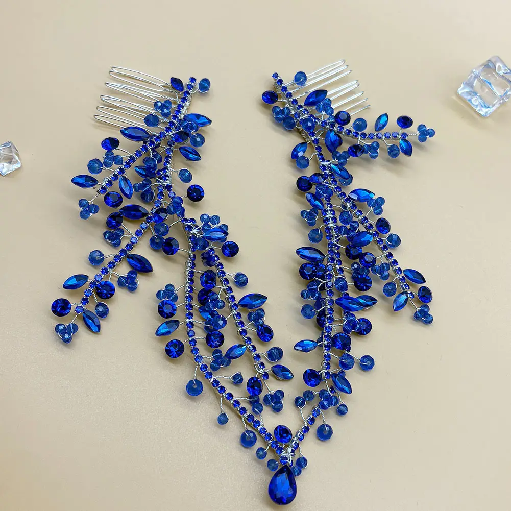 Handmade Forehead Chain Double Hair Comb Pendant Forehead Ornament In Colorful Hues