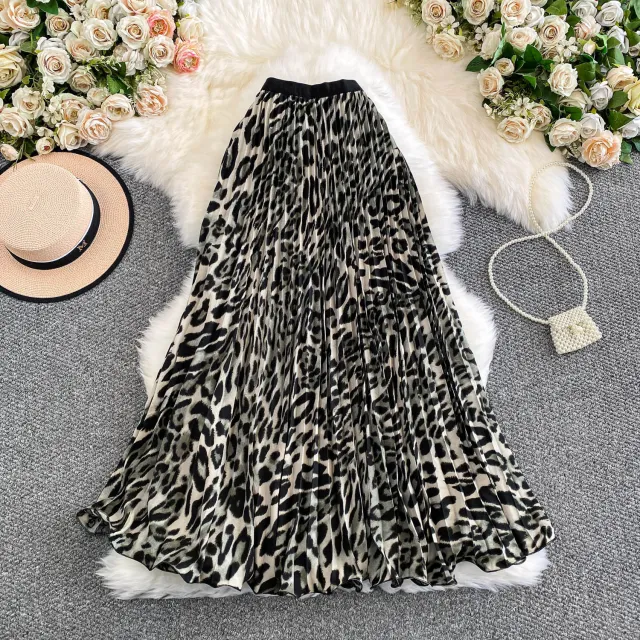 Small brand Trendy Leopard print Skirt With A Chic Western Vibe Black - Shop at LoveMi