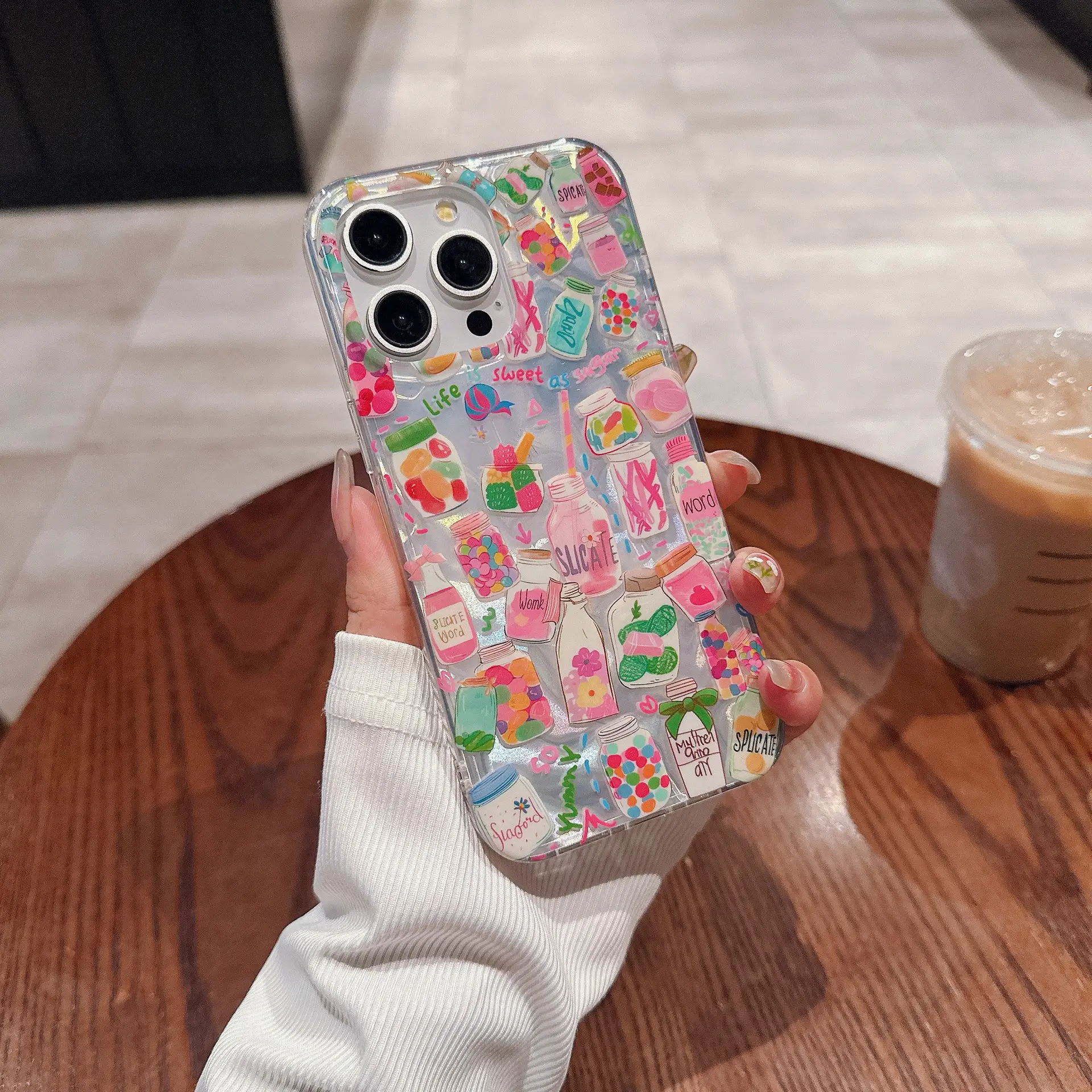 Tropical Style Painted Blue Plaid Bottom Phone Case
