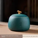 Dark Green Jinbao Tea Canister