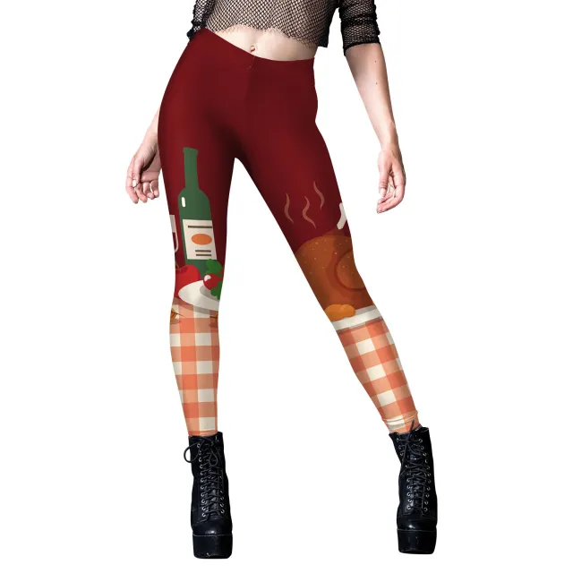 Women's Christmas Fruit Turkey Pattern Digital Printing Leggings B416 1093 - Shop at LoveMi