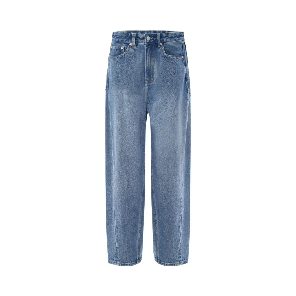 Blue Washed Loose Jeans High-end Women's Trousers High-grade - Blue