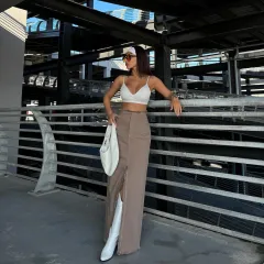 A- Line Midi Dress Women's Fashion Spring And Summer - Brown - View 1