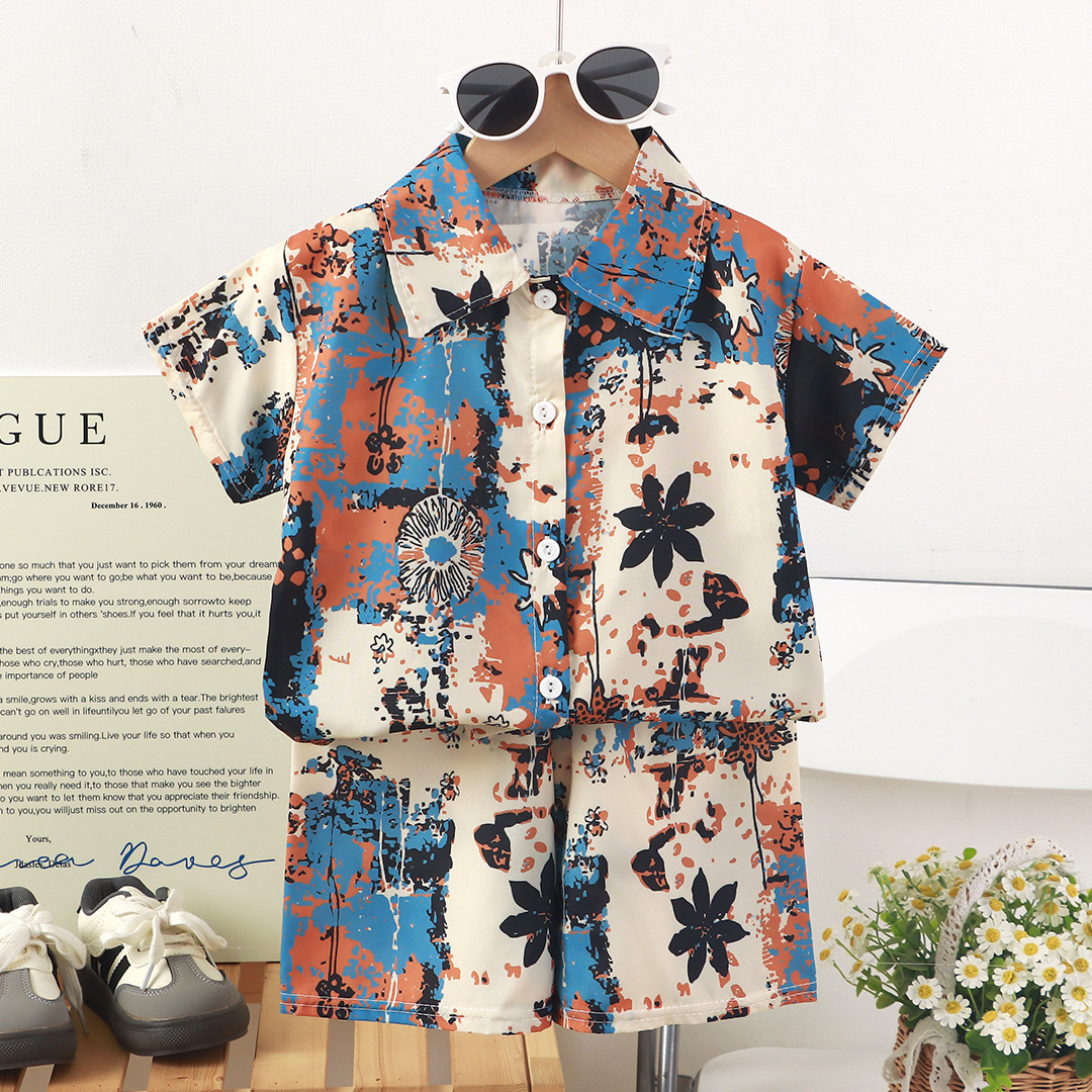 Childrens Set New Style Short-sleeve Shirt And Shorts
