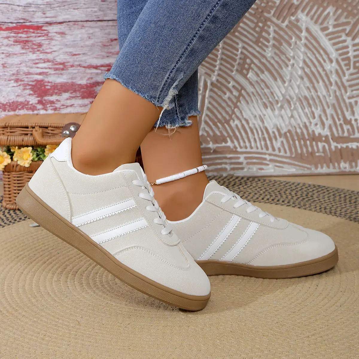 Retro All-Match Color-Block Soft-Soled SpringAutumn New Womens Sneakers