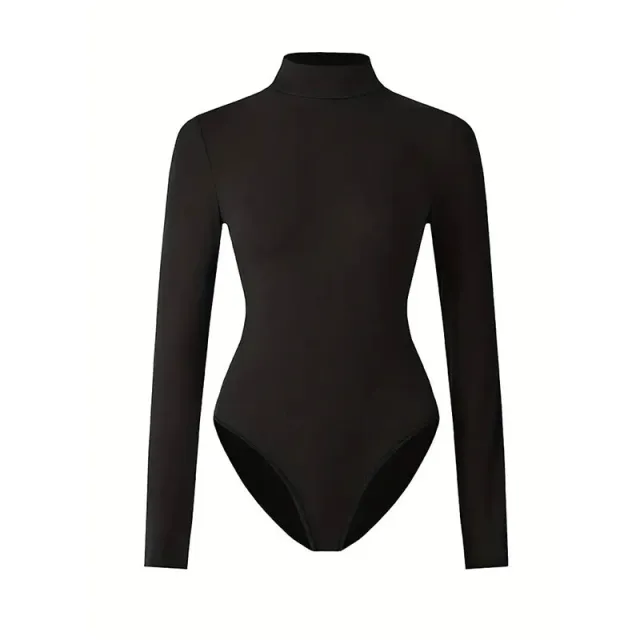 Solid color Form Fitting Long Sleeve Yoga Bodysuit Black - Shop at LoveMi