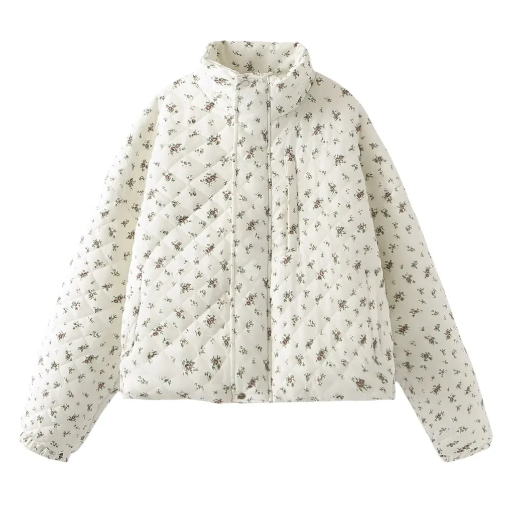 Women's Floral Thick Loose Warmth Retention Material Clothes And Coat - Floral