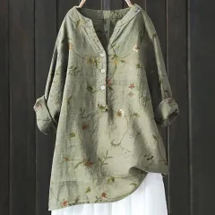 Long Sleeve Slub Linen Comfort Printing All-matching Shirt - Xl240533 Hcy09-Xxl - View 1