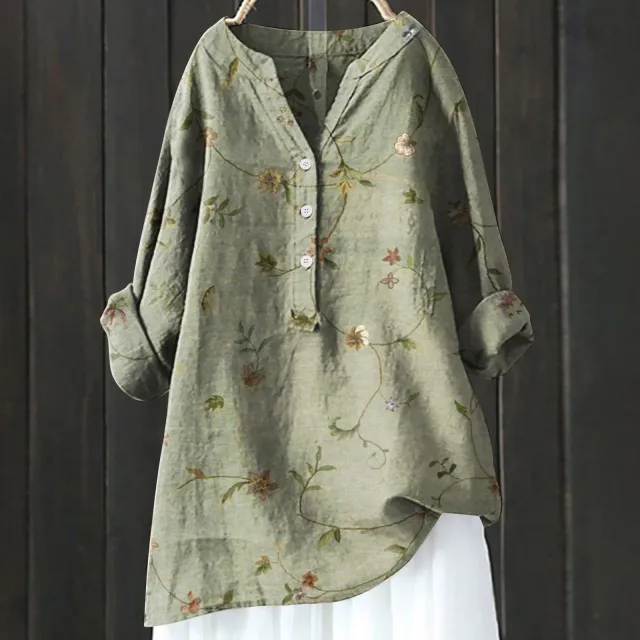 Long Sleeve Slub Linen Comfort Printing All matching Shirt Xl240533 Hcy09 3Xl - Shop at LoveMi