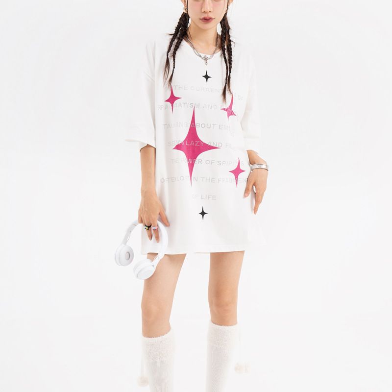 Loose XINGX Printed Letter Rhinestone Short Sleeve