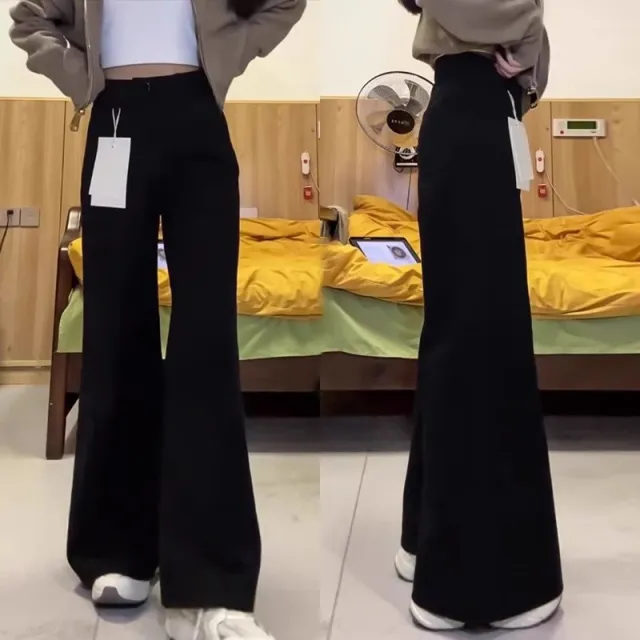 Loose Slimming Wide Leg Straight Pants Black - Shop at LoveMi