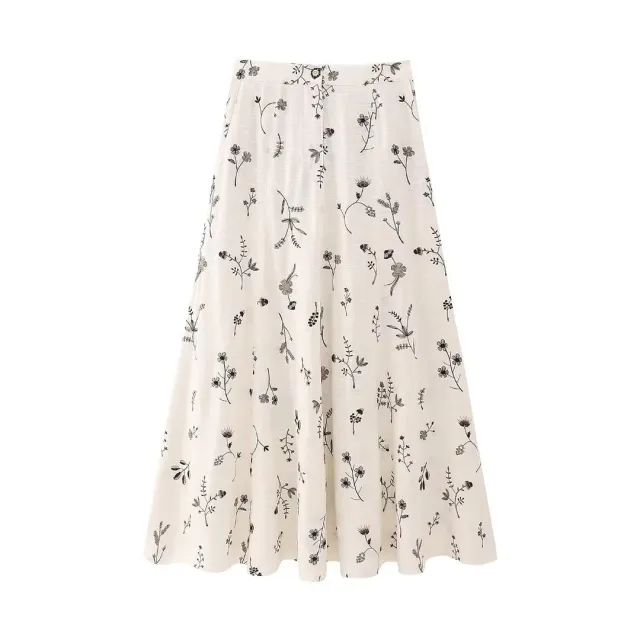 Summer New Embroidered Linen Blended Top Long Skirt White Skirt - Shop at LoveMi