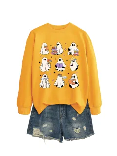 Reading Printed Sweater For Women - Yellow Sweater Black Words - View 1
