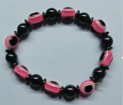 Colorful Flat Beads Black Stone Magnet Elastic Bracelet