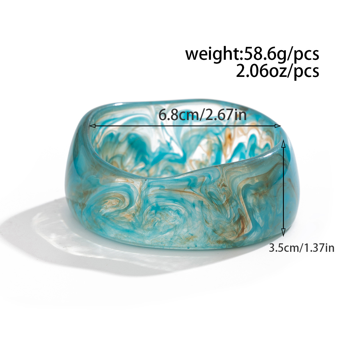 Vintage Peacock Blue Ombre Resin Wide Bracelet