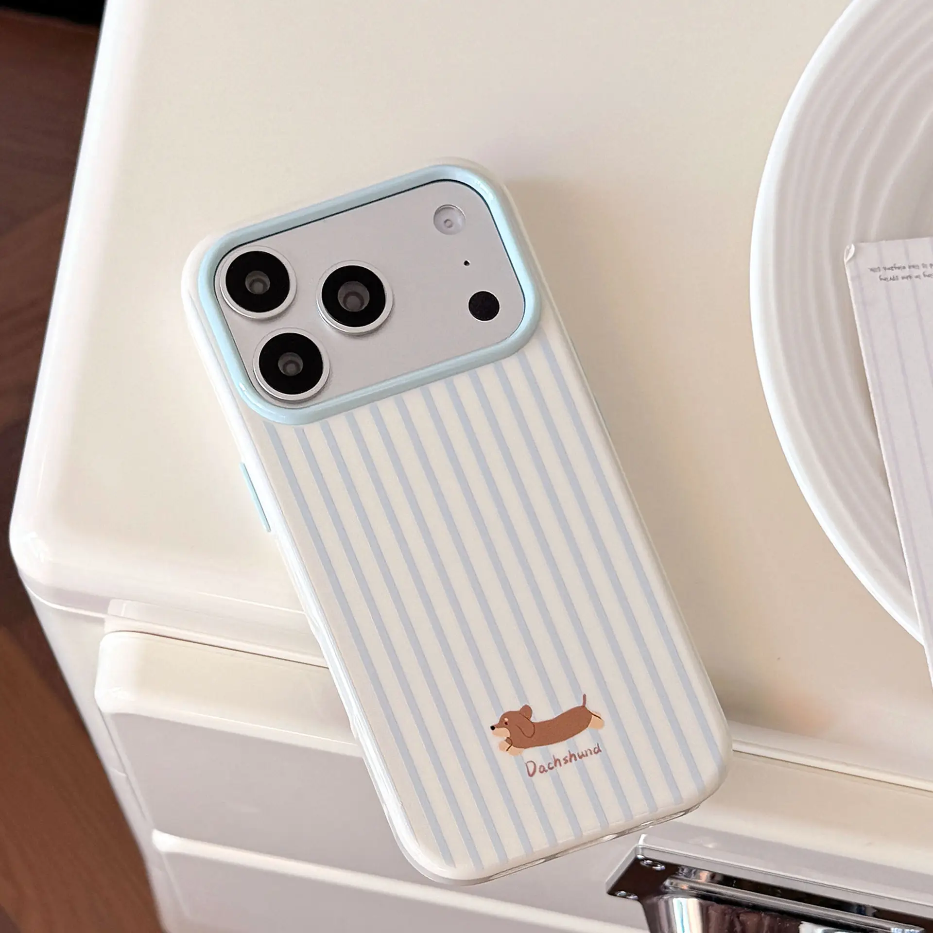 Striped Dachshund Drop-proof Phone Case
