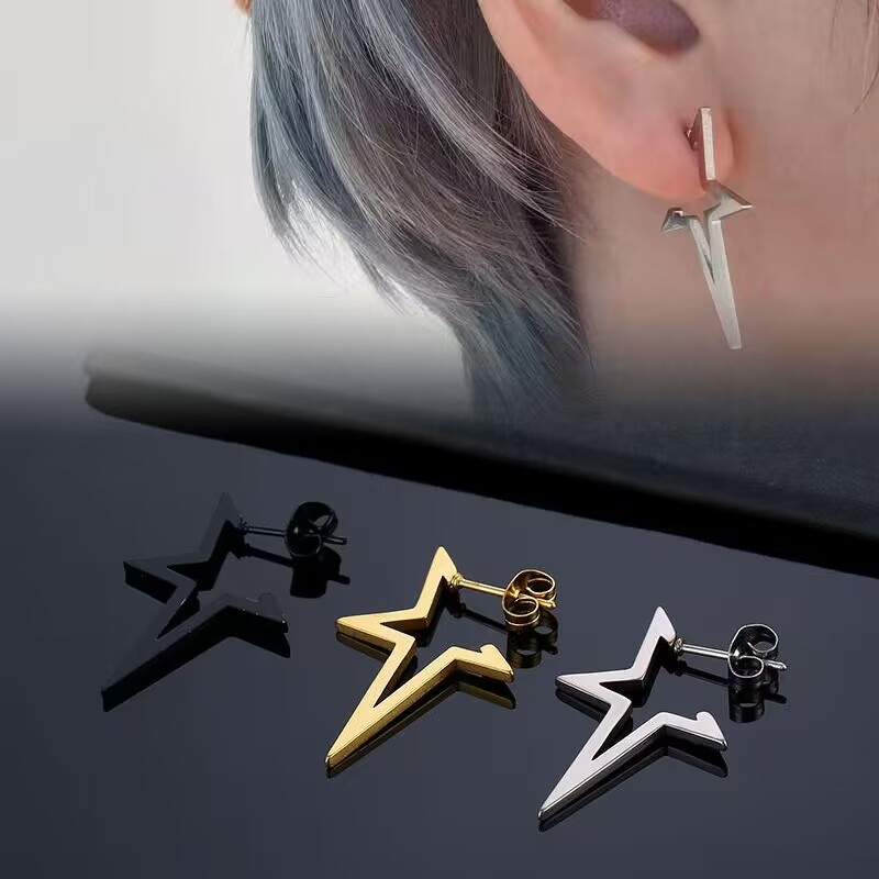 Fashion Pentagram Male Delicate Earrings