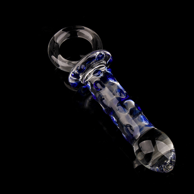 Bead Lock Blue Core Hand Pull Type Glass Dildo Product 13