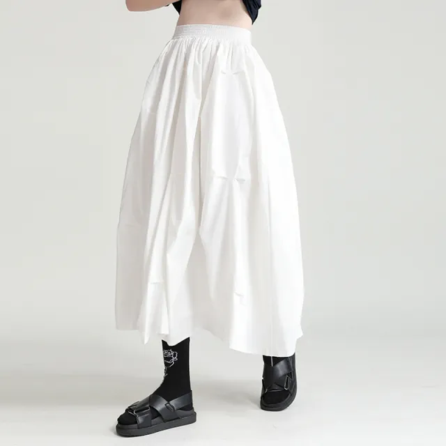 Dark Summer Loose High Waist Mid length Design Sense Niche A Line Skirt White - Shop at LoveMi