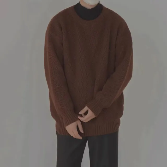 Solid Color Sweater Lazy Soft Glutinous Trendy Harajuku Style Brown - Shop at LoveMi