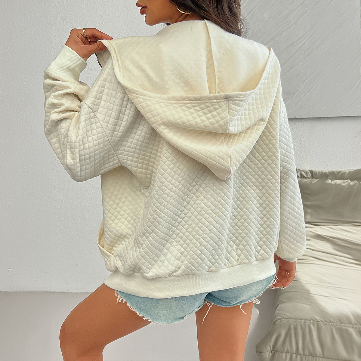 Leisure Loose Zip Cardigan Hooded Coat