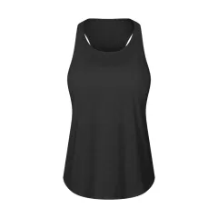 Women's Fake Two-piece Breathable Mesh Stitching Sports Bra Loose Fitness Vest - Black - View 1