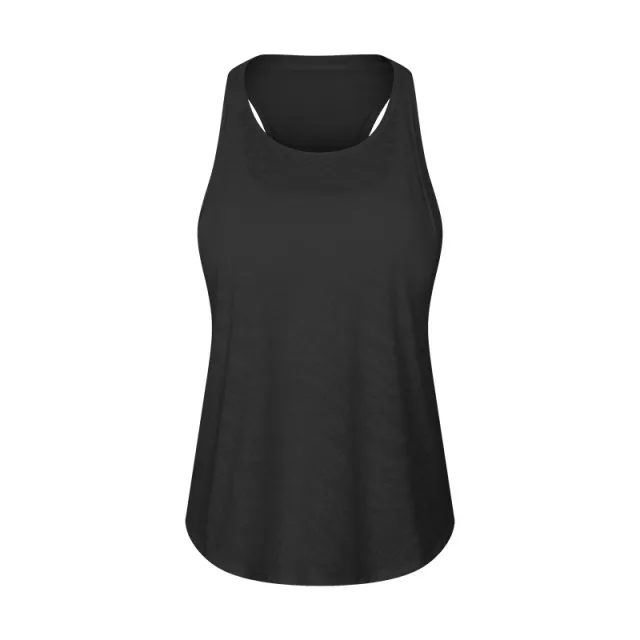 Women's Fake Two piece Breathable Mesh Stitching Sports Bra Loose Fitness Vest Black - Shop at LoveMi