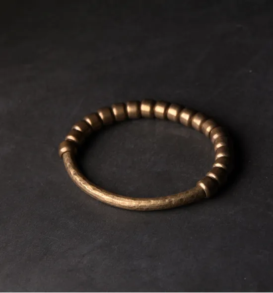 Vintage Brass Beads Simple Metal Bracelet Ornament - A Male 18 Beads
