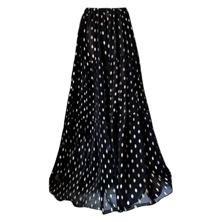 Deep V Retro Dots Printed One-piece Swimsuit Suit - Skirt