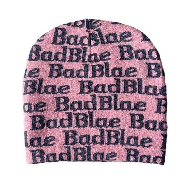 Simple Printed Letter Warm Knitted Hat Pink - Shop at LoveMi