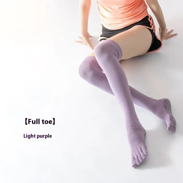 Yoga Socks Over The Knee Full Finger Half Finger Long Tube Full Finger Light Purple - Shop at LoveMi