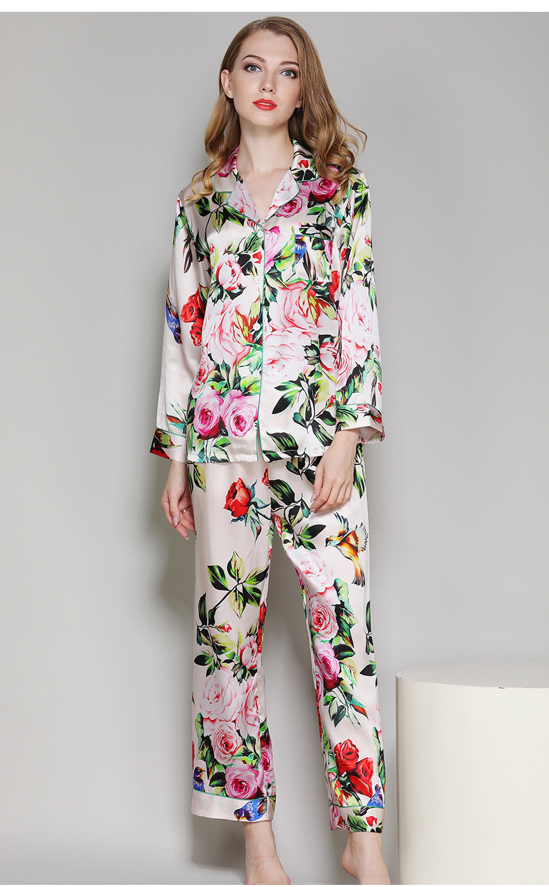 Title 2, Spring And Autumn Silk Long-Sleeve Home Suit Tw...