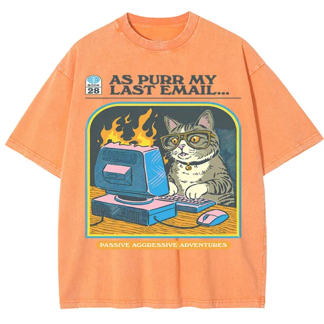 Men's Cat Playing Game Print Top Orange - Shop at LoveMi