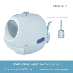 Troublemaker Top-in Fully Enclosed Litter Box - Basic Style Blue - View 1