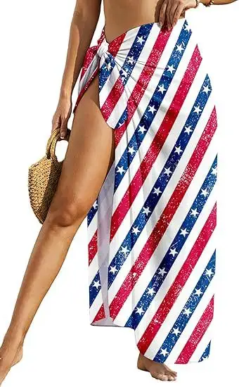 Women's Sheer Sarong High-Slit One-Size Swimsuit Cover-Up