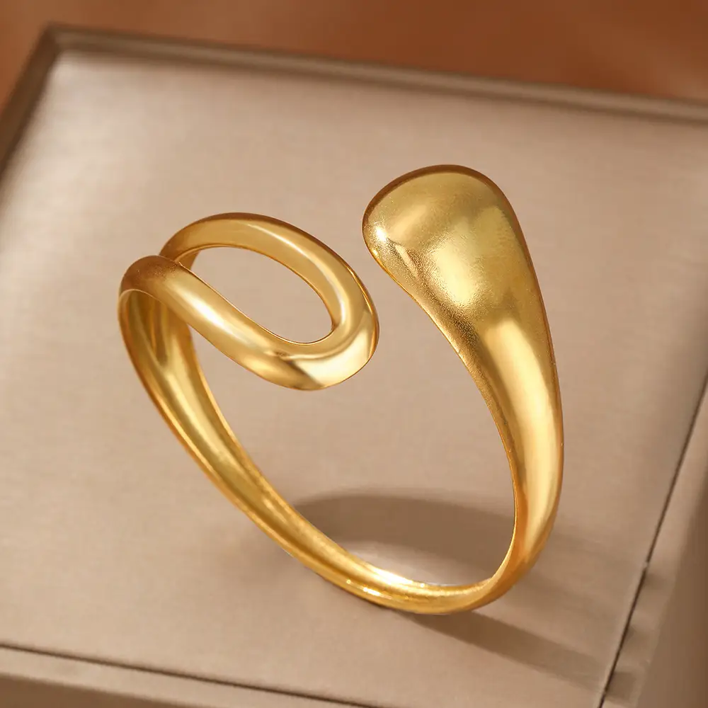 Retro 18K Stainless Steel Drop-shaped Interlaced Open-ended Bracelet Special-interest Design