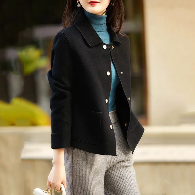Woolen Short Coat Women's Loose All matching Woolen Top Black - Shop at LoveMi