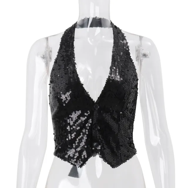 Womens Stylish Sexy Backless Button up Top Black - Shop at LoveMi