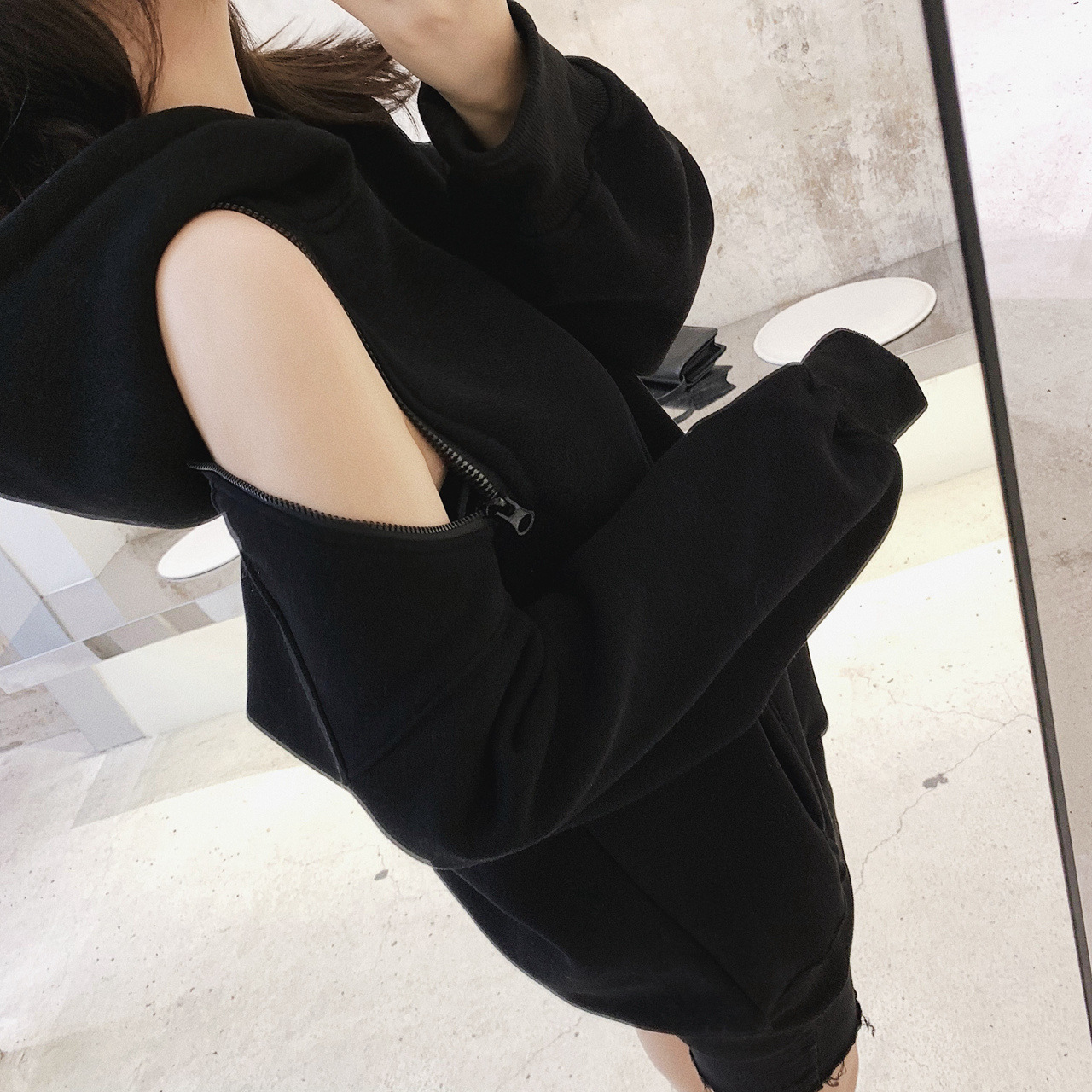 Title 8, Off-the-shoulder zipper sweater